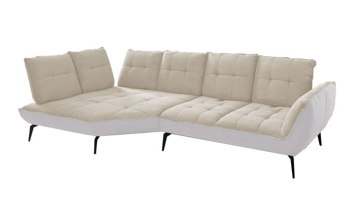 Basis-Ecksofa vito Ticona, in der Farbausführung Creme / Silber