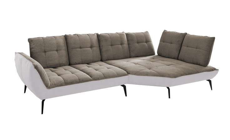 Basis-Ecksofa vito Ticona, in der Farbausführung Taupe / Silber
