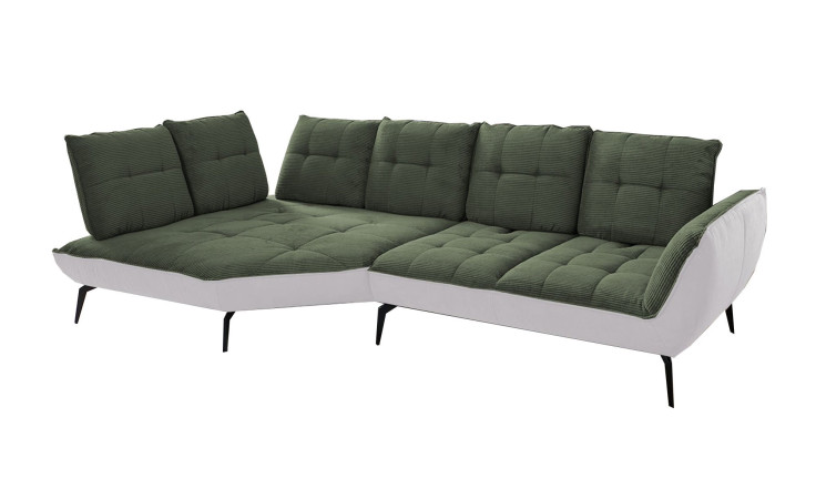 Basis-Ecksofa vito Ticona, in der Farbausführung Olive / Silber