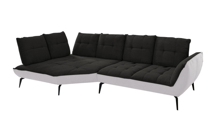 Basis-Ecksofa vito Ticona, in der Farbausführung Schwarz / Silber