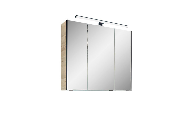 Spiegelschrank vito Alomi in Polar Pinie Nachbildung, mit 3 Türen und LED-Aufsatzleuchte