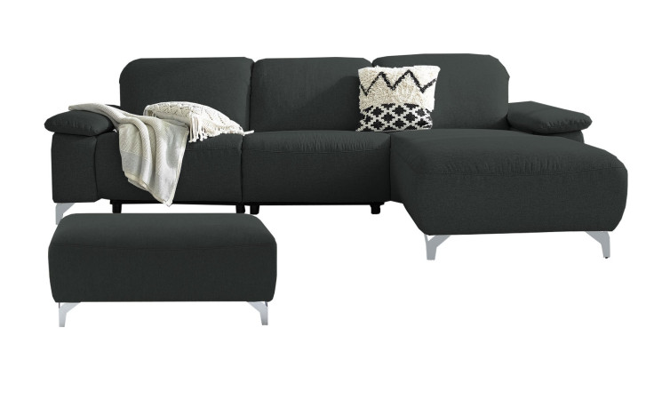Komfort - Ecksofa Musterring MR 370, in der Farbausführung  anthrazit mit einem Hocker