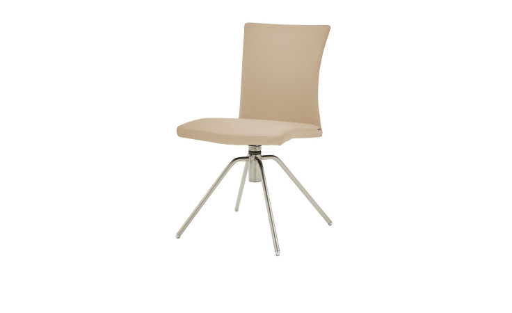 Stuhl Musterring Helmond mit einem Lederbezug in der Farbe Beige, Schrägansicht