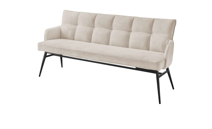 Bank set one Tucson mit Bezug in Chenille creme und Gestell in schwarz aus Metall