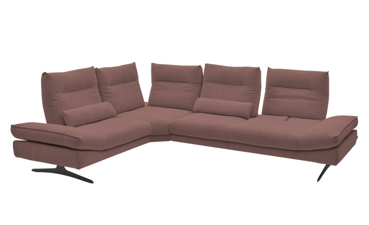 Komfort-Ecksofa Musterring MR 2795, in der Farbausführung Rot, Schrägansicht mit Sitztiefenverstellung