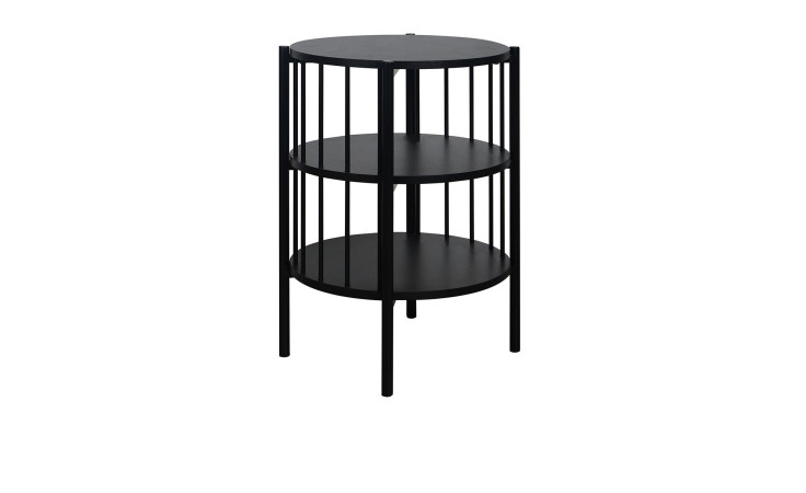 Beistellschrank Frank mit einer Tischplatte und zwei Ablageplatten in schwarz