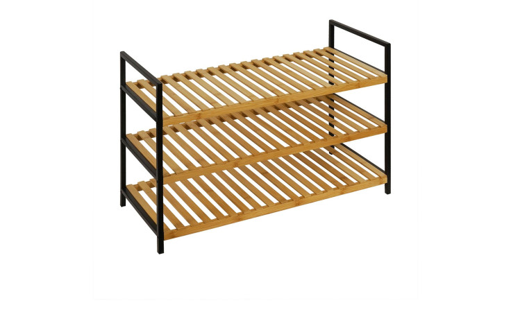 Schuhbank Charline mit drei Bambus-Böden und Gestell in schwarz
