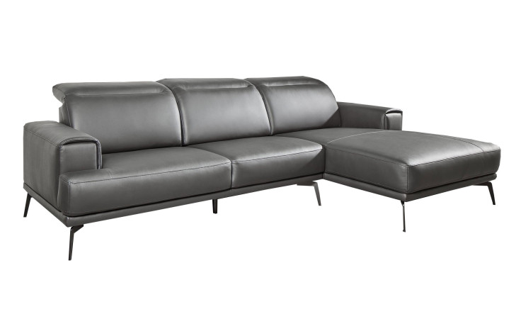 Ecksofa Gera, in der Farbausführung Schwarz, Schrägansicht