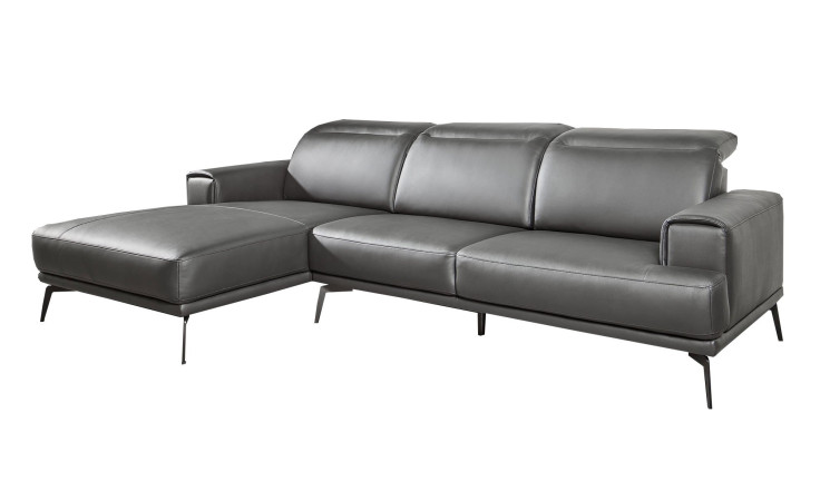 Ecksofa Gera, in der Farbausführung Schwarz, Schrägansicht