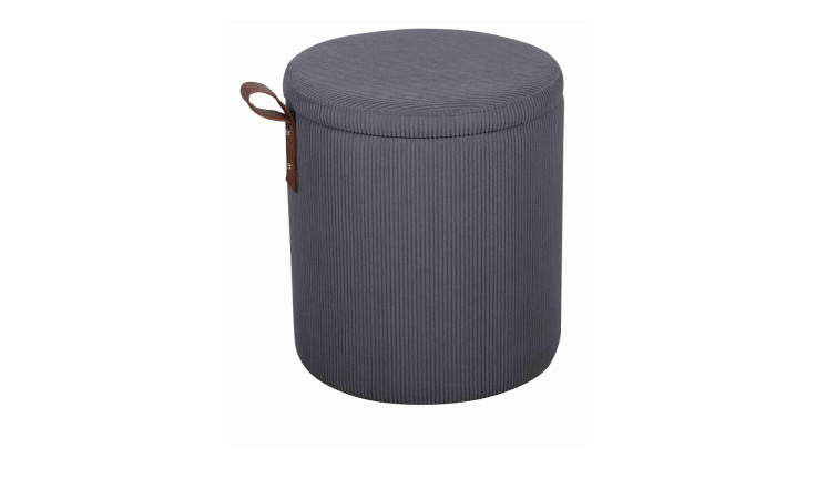 Hocker Lund mit Bezug in Cord-Stoff dunkelgrau