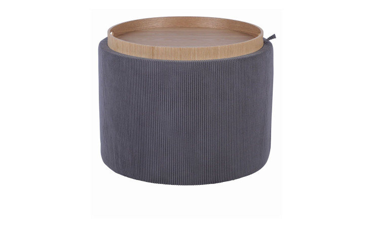 Hocker Lund mit Cord-Bezug in dunkelgrau