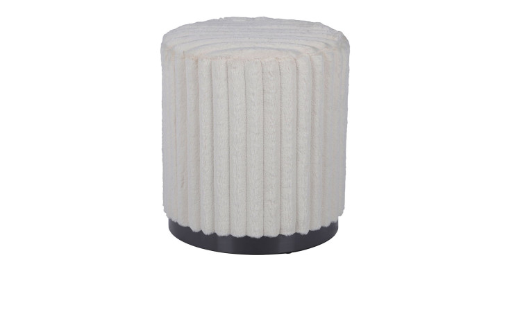 Hocker Lund mit Bezug aus beigem Fellstoff in Cord-Optik