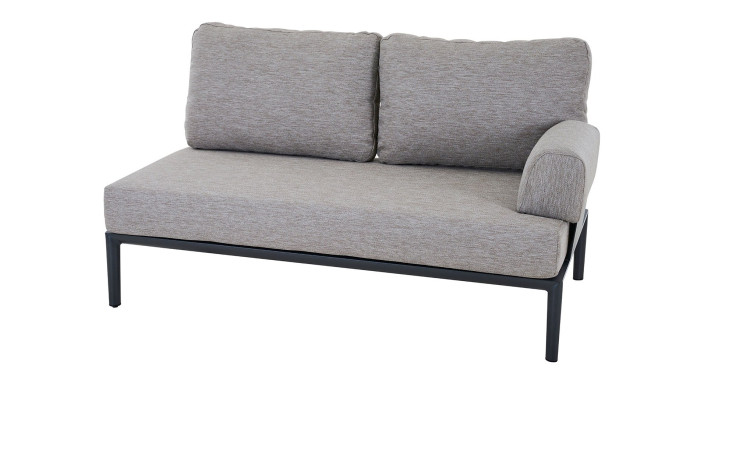 Anstell-Sofa 2-Sitz MONDO Latea Gestell Aluminium anthrazit Rope taupe