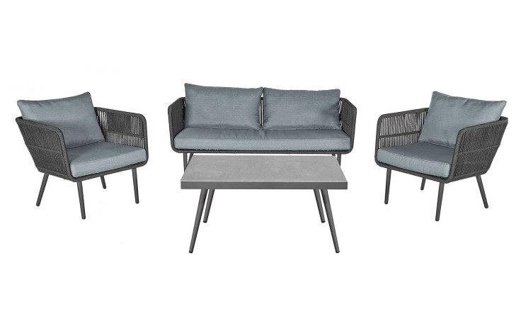Lounge-Set von LC Garden in grau, bestehend aus 2 Sesseln, Sofa und Tisch