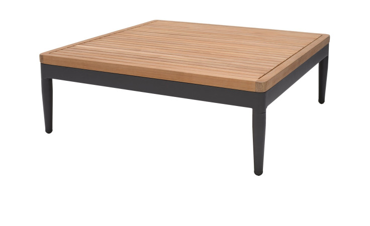 Couchtisch Topat mit Teakholzplatte, Gestell Aluminium