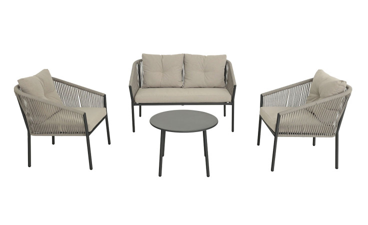 Garten-Set 4-tlg. Gavoi in grau, bestehend aus 1 Bank, 1 Tisch und 2 Stühle