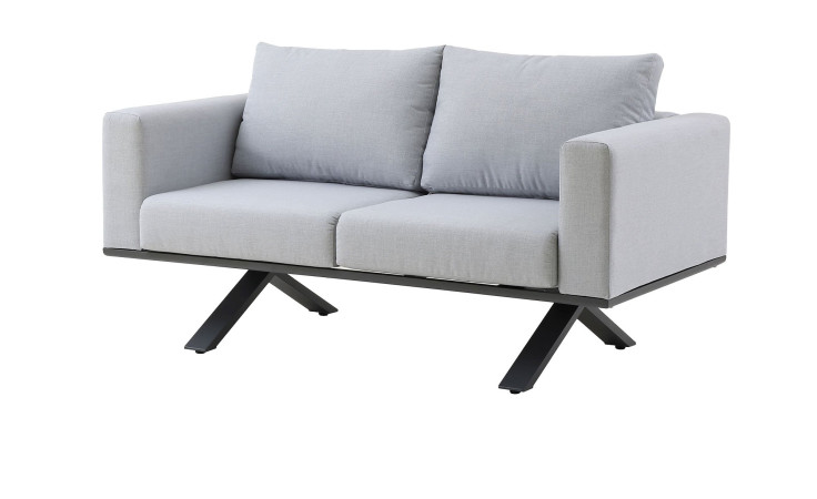 Gartensofa Ravenna in Grau mit extra tiefem Sitz, Gestell Aluminium