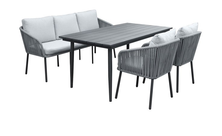 Gartensets Este in Grau und Anthrazit, Gestell Aluminium 