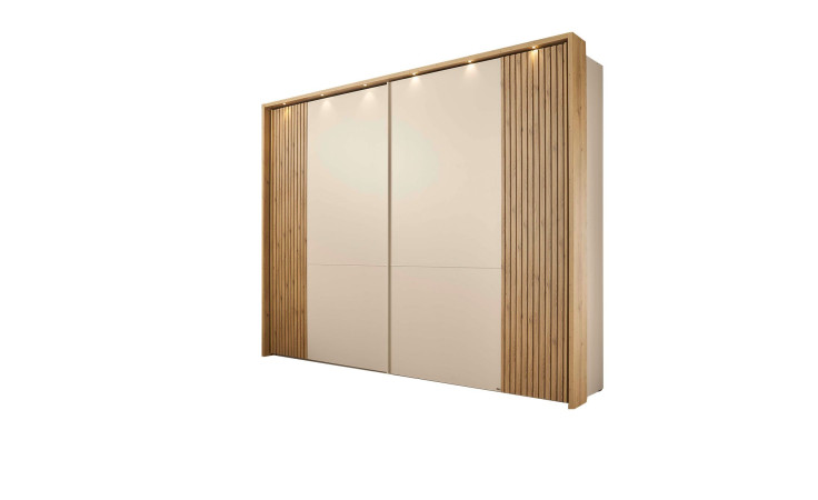 Komfort-Schwebetürenschrank Musterring Isabelle, in der Farbausführung Champagner / Eiche Bianoc