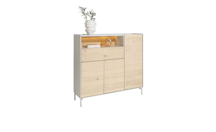 Highboard Niora in der Farbe Natur schräg von der Seite