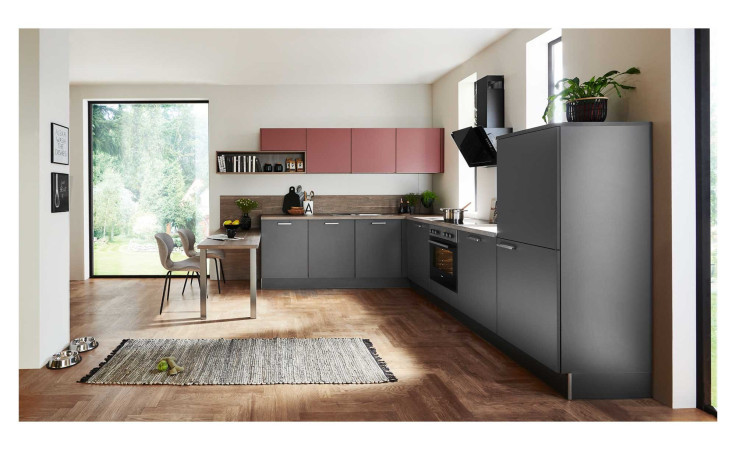 nolte Begros Küche, Manhattan Uni, Graphit / Hennarot