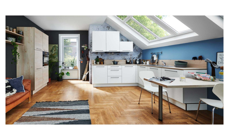 nolte Begros Küche, Manhattan Uni / Artwood, Weiß / Asteiche natur