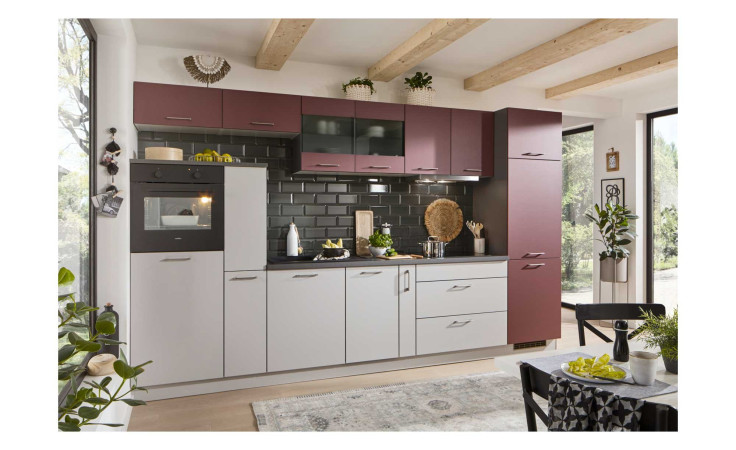 Express Küche, Win, Hellgrau / Karminrot