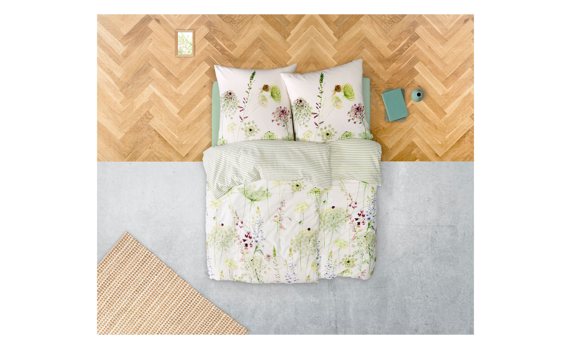 ESTELLA Bettwäsche Emily Multicolor – 135x200 Cm + 80x80 Cm – Seidig Glänzend, Pflegeleicht, Atmungsaktiv, 100% Baumwolle (Mako-Satin)