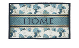 Astra Fußmatte Nub Design, 75x45 cm, mehrfarbig mit blauen Blättern und Beeren, aus Polyester, "HOME" Motiv.