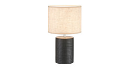 Tischleuchte Bois 35 cm in schwarz mit hellem Lampenschirm.