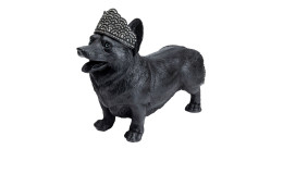 Deko-Hund Corgi in schwarz mit einer Krone
