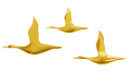 Wandobjekt Flying Ducks 3er-Set, goldene Vögel