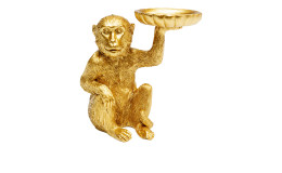 Deko-Affe Monkey Tealight 11 cm in goldfarbig