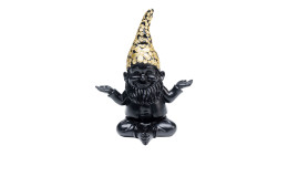 Deko-Zwerg 19 cm in schwarz mit einer goldenen Mütze