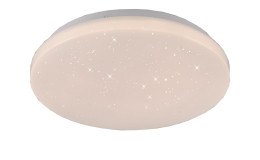 LED-Deckenleuchte Uranus 26 cm, rund, weiß, Kunststoff, mit sternförmigem Glitzereffekt auf der Oberfläche.