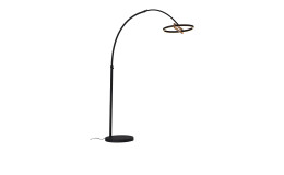 Die Mondo LED-Stehleuchte MONDO Famera 180 cm in schwarzem Metall steht vor einem weißen Hintergrund.