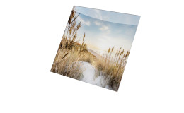 Glasbild Wilder Strand 20 x 20 cm. Glasbild mit dem Thema - Strand und Meer.