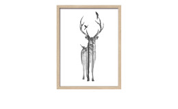 Rahmenbild Deer with Birds 33 x 43 cm