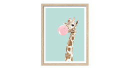 Rahmenbild Giraffe Chewing Gum 33 x 43 cm
