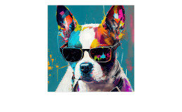 Glasbild Dog with Sunglasses 30 x 30 cm