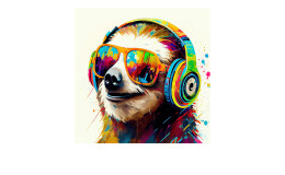 Leinwandbild Animals with Headphones III 27 x 27 cm