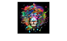 Glasbild Colorful Lion Head III 20 x 20 cm