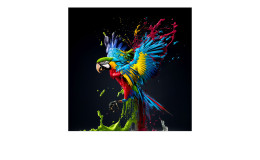 Glasbild Colorful Ara 30 x 30 cm