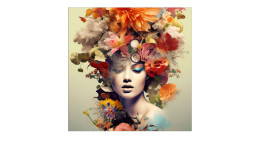 Glasbild Flowers On Her Head 30 x 30 cm