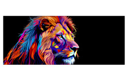 Glasbild Colorful Lion Head V 50 x 125 cm