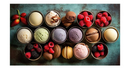 Glasbild Fruits and Ice Cream 50 x 125 cm