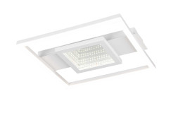 Die Reality LED-Deckenleuchte Wheeler 35 cm verfügt über einen modernen quadratischen weißen Metallrahmen; Leuchtmittel inklusive.