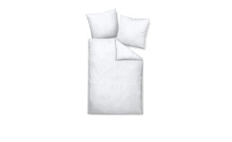 Weiße Jersey-Bettwäsche 135 x 200 cm Weiß/Silber Set mit dezentem Muster, inklusive Bettdeckenbezug und Kissenbezug.