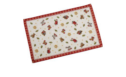 Gobelin Platzset Toy's Delight 32 x 48 cm in weiß mit rotem Rand und weihnachtlichen Motiven.
