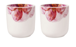 Becher-Set Rose Garden 2-tlg. in weiß mit Rosen-Motiven